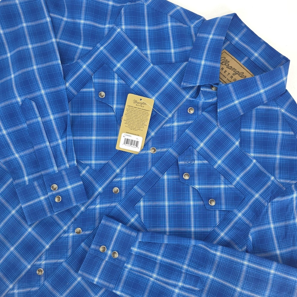 NWT Wrangler Retro Pearl Snap Shirt‎ Boy's XL 14-16 Plaid Western Ranch Workwear